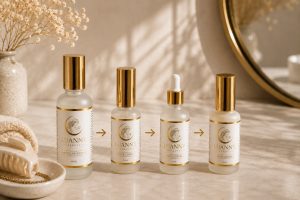 Kādā secībā lietot sejas kopšanas produktus – micelārais ūdens, toniks, serums un sejas krēms.