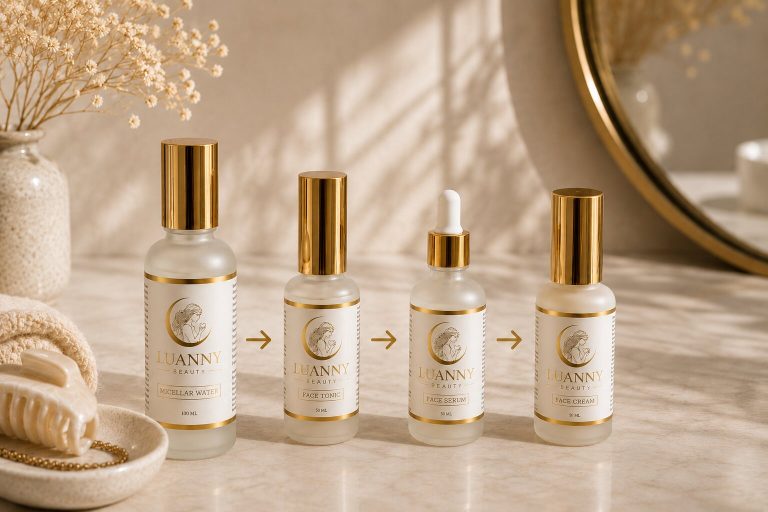 Kādā secībā lietot sejas kopšanas produktus – micelārais ūdens, toniks, serums un sejas krēms.